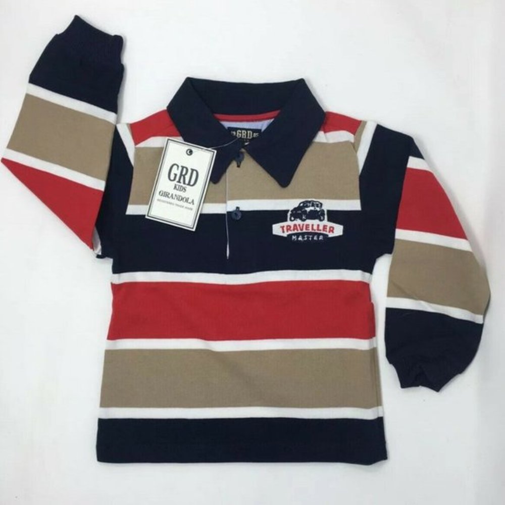 Girandola Boy Polo Rugby Long-Sleeve Stripe Shirt